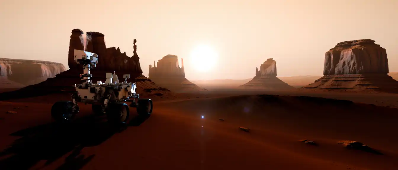 Марсоход Curiosity запечатлел необычный рассвет среди скалистых гребней на Красной планете